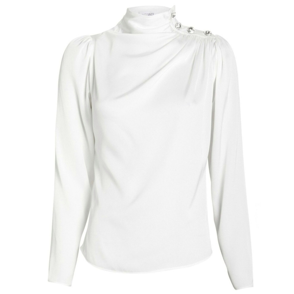 Intermix White Button-Accent Blouse - image 1